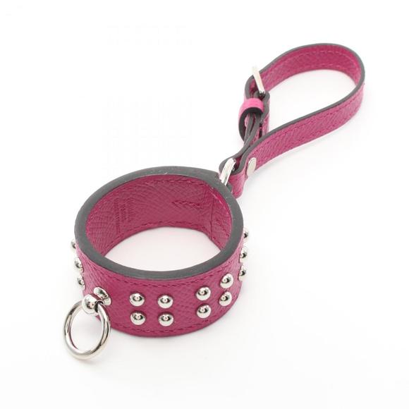 Hermes HERMES Portecle Collier de Chien Aneau Rose Purple Charm Epsom Leather Wo - Picture 1 of 7